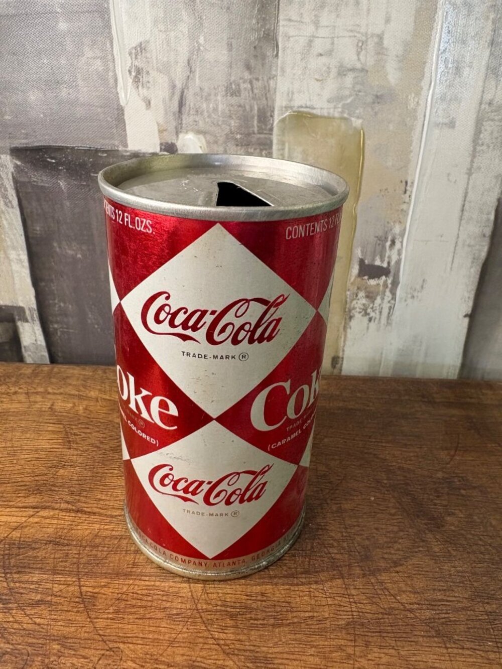 Coca Cola Coke Vintage 1960's Steel Can with Aluminum Patent Pending Pull Top